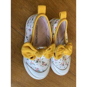 Tucker + Tate Floral Canvas Girls Shoes With Yellow Bow Accents Casual Slip-On S
